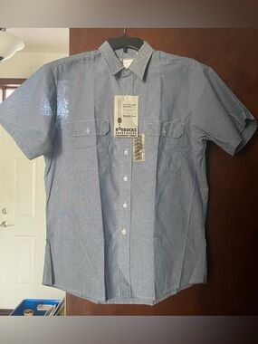 Roebucks Brand Chambray Short Sleeve Work Shirt  Vintage Blue Large NWT